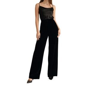 VINTAGE Velvet Wide Leg Evening Pants Silk Blend Fully Lined Black Dressy 4